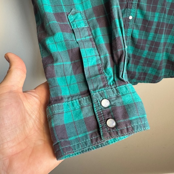 Wrangler Women's Vintage Western Plaid Pearl Snap Shirt Green XXL Rodeo Stampede - Picture 3 of 14